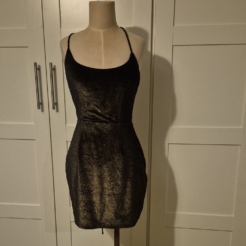 NBD x Revolve Black & Gold Sparkle Mini Dress - Size M 🖤✨